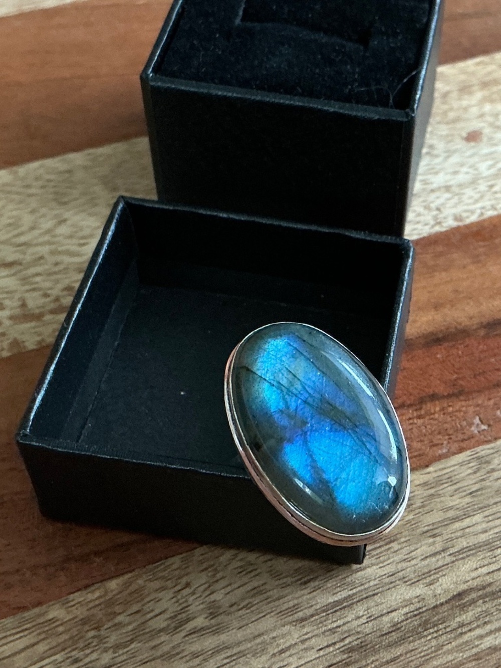 New Sterling Silver Blue Flash Labradorite Ring - Picture 12 of 14